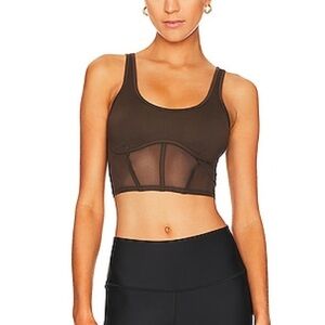 ALO YOGA Airbrush Mesh Corset Tank in Espresso - Medium